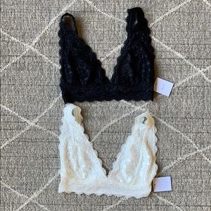 Urban Outfitters black and white pair lace bras